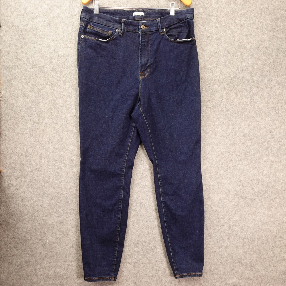 Good American Womens Skinny Jeans 14 18 Dark Wash Stretch High Rise Denim 35x31